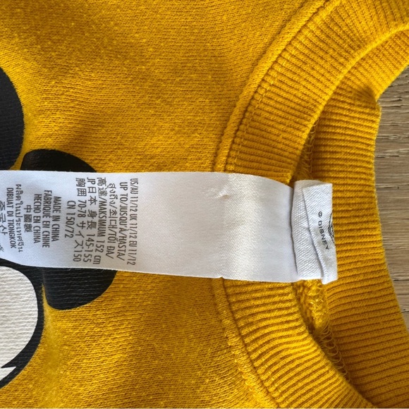 Disney Mickey Mouse Crew Neck Sweatshirt Yellow Size 11/12 - Picture 5 of 5